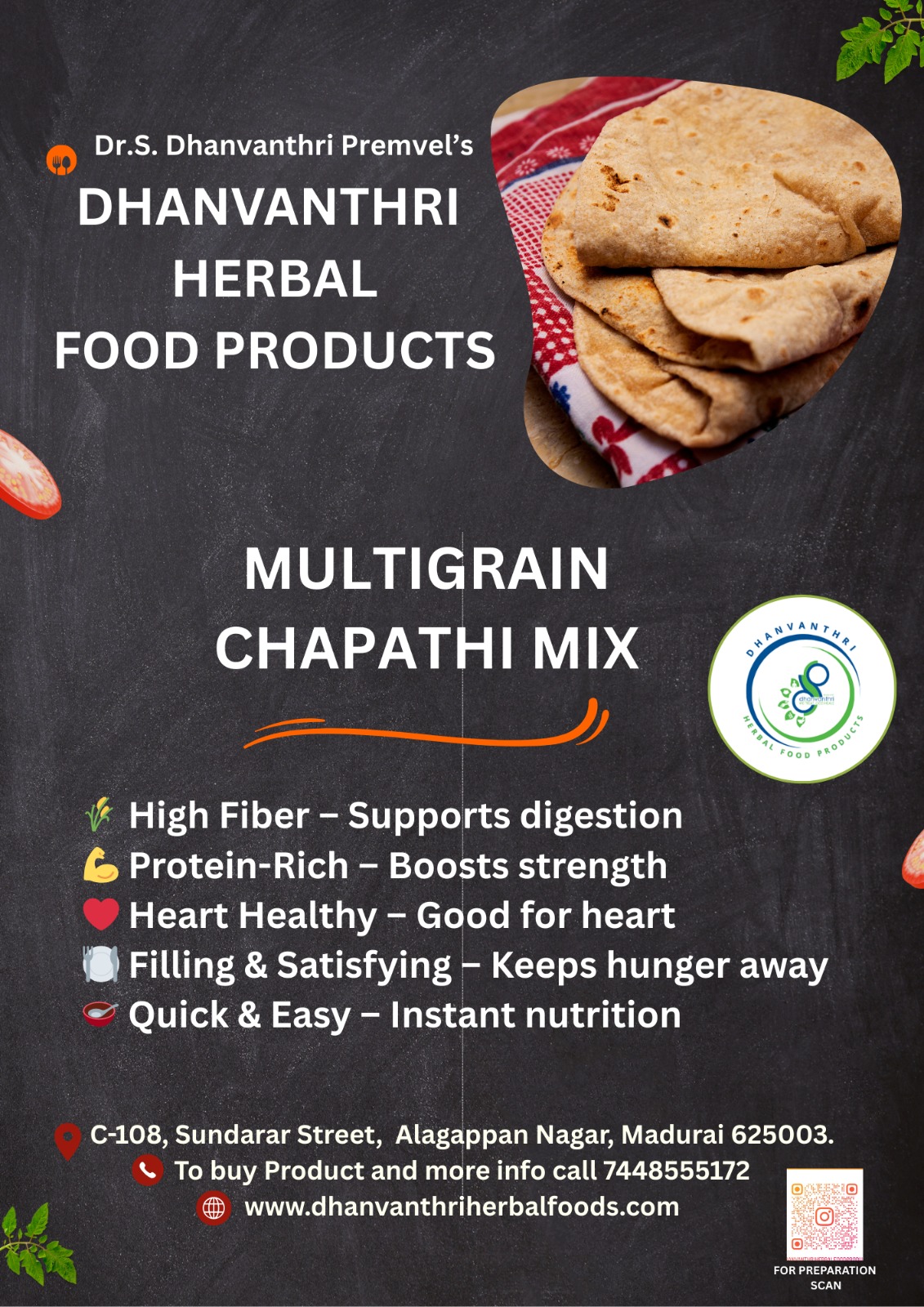 Dhanvanthri Multigrain Chapathi Poori Dosa Mix